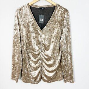 Vtg Velvet Forest Fairy Ruched Top Grunge Boho Fall Elliot Lauren Size XL Women'